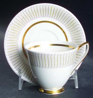 Royal Albert Capri Footed Cup & Saucer Set, Fine China Dinnerware   Yellow Line/