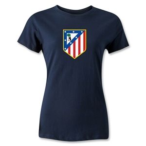 hidden Atletico Madrid Crest Womens T Shirt (Navy)