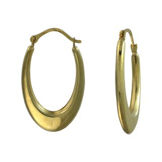 14K Gold Oval Hoop Earrings, Womens