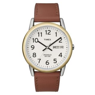 Timex Mens Brown Leather Easy Reader Watch