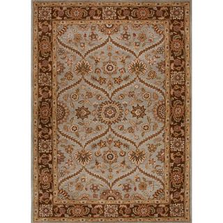 Hand tufted Traditional Oriental pattern Brown Hand spun Wool Rug (2 X 3)