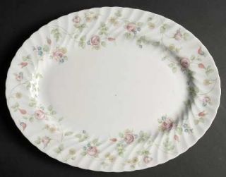 Wedgwood Rosehip 15 Oval Serving Platter, Fine China Dinnerware   Pastel Floral