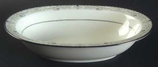 Noritake Venetian Scroll 10 Oval Vegetable Bowl, Fine China Dinnerware   Gray/W