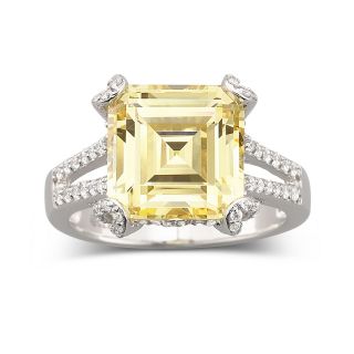 DiamonArt Princess Cut Yellow Cubic Zirconia Ring, Womens