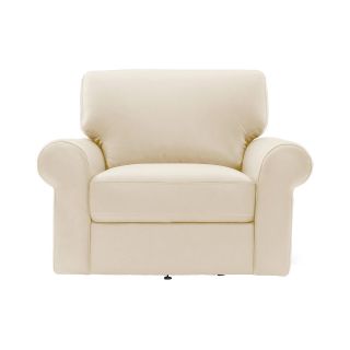 Leather Possibilities Roll Arm Swivel Chair, Bone