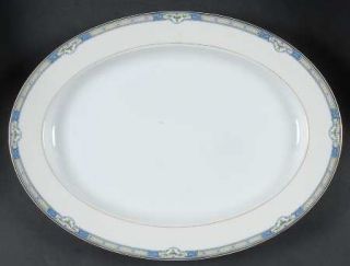 Noritake Duluth 16 Oval Serving Platter, Fine China Dinnerware   Field,Blue,Tan