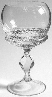 Unknown Crystal Unk2009 Water Goblet   Cut Criss Cross Design, Cupped Bowl