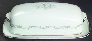 Noritake Chaumont 1/4 Lb Covered Butter, Fine China Dinnerware   Blue And Gray S