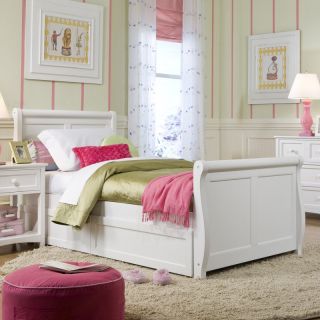 Schoolhouse Sleigh Bed   White   FUB433 1, Twin