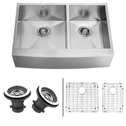 Vigo 36 inch Farmhouse Stainless steel Undermount Kitchen Sink, Two Grids And Two Strainers