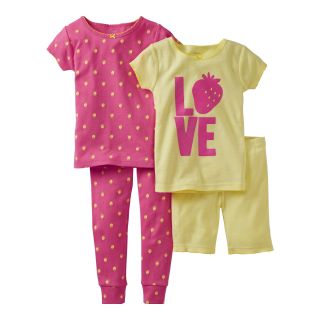 Carters 4 pc. Strawberry Love Pajamas   Girls 2t 5t, Yellow, Girls