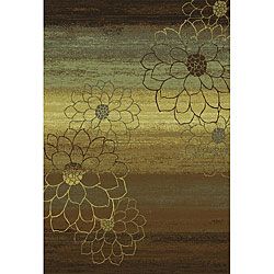 Machine made Blue/ Brown/ Gold Polypropylene Rug (110 X 76) (BluePattern FloralMeasures 0.433 inch thickTip We recommend the use of a non skid pad to keep the rug in place on smooth surfaces.All rug sizes are approximate. Due to the difference of monito