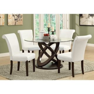 Monarch Dark Espresso Olympic Ring Base 48 in. Glass Top Round Dining Table