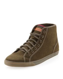Flannel Mid Top Sneaker, Olive