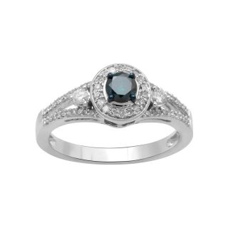 1/2 CT. T.W. White & Color Enhanced Blue Diamond Ring 10K White Gold, Womens