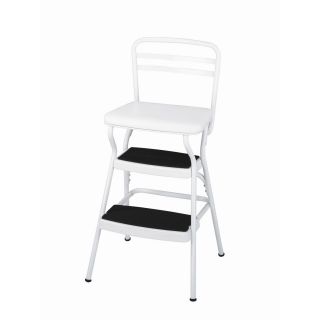 Cosco Retro Counter Lift Up Chair / Step Stool (Bright WhiteDimensions 33.86 inches high x 17.52 inches wide x 17.72 inches deepCushioned seatLeg tips keep floor cleanQuality vinyl upholstery that makes cleaning a breezeCounter height chair provides extr