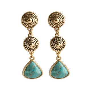 Art Smith by BARSE Turquoise 3 Drop Triangle Earrings, Womens