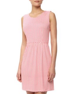 Morgan Polka Dot Print Fit And Flare Dress, Pink/White