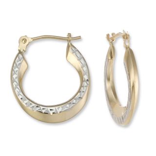 14K Gold Two Tone Hoop Earrings, Womens
