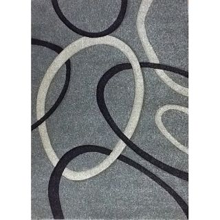 Modern Deco Fume Grey Circles Rug (52 X 72)