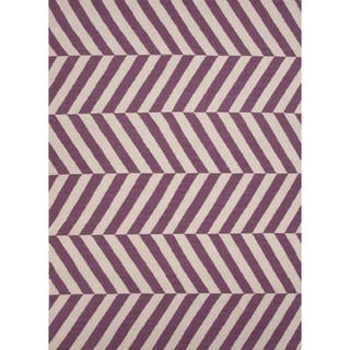 Handmade Modern Flat weave Striped Purple Wool Rug (2 X 3)