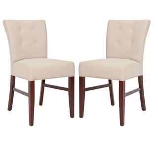 Safavieh Metro Curved Tufted Beige Linen Side Chairs (set Of 2)