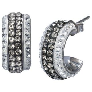 Hoop Earrings with Crystals   Grey