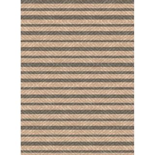 Woven Indoor/ Outdoor Summer Stripe Beige/ Grey Patio Rug (53 X 76)