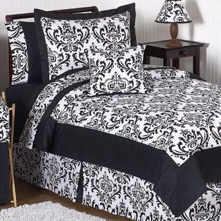 Sweet Jojo Designs Girls Isabella 4 piece Twin Comforter Set (Black/ whiteMaterials 100 percent cottonFill material PolyesterCare instructions Machine washableBrand Sweet Jojo DesignsComforter 62 inches wide x 86 inches longSham 20 inches wide x 26 