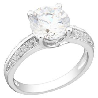 White Cubic Zirconia Silver Engagement Ring 9.0