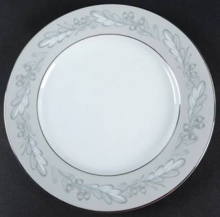 Noritake Grayoak Salad Plate, Fine China Dinnerware   Leaves And Nuts On Gray Ri