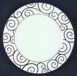 Pier 1 Gold Swirl (Porcelain) Dinner Plate, Fine China Dinnerware   Gold Swirls