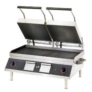 Star Manufacturing Double Panini Grill w/ 14 x 28 in Grooved Cast Iron Plates, 208/1v
