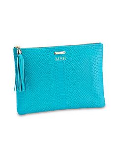GiGi New York Personalized Python Embossed Leather Clutch