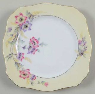 Paul Muller Belmont, The Square Luncheon Plate, Fine China Dinnerware   Pink/Pur