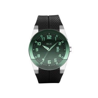 RELIC Mens Green Dial Black Strap Watch