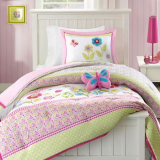 MiZone Sweet Flower Reversible Comforter Set, Pink, Girls