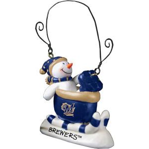 Milwaukee Brewers Sledding Snowman Ornament