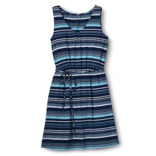Merona Womens Knit Tank Dress w/Self Tie   Waterloo Blue Stripe   S