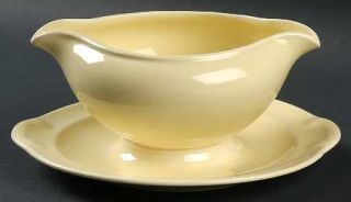 Taylor, Smith & T (TS&T) Luray Pastels Yellow Gravy Boat with Attached Underplat