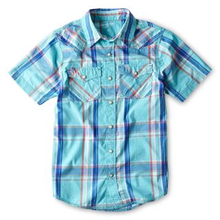 ARIZONA Plaid Western Woven Shirt   Boys 6 18, Blue, Boys