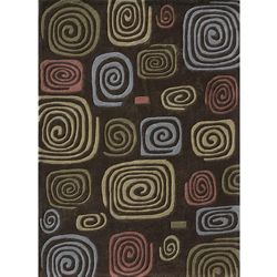 Hand tufted Chalice Brown Geometric Polyester Rug (36 X 56)