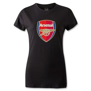 hidden Arsenal Crest Womens T Shirt (Black)