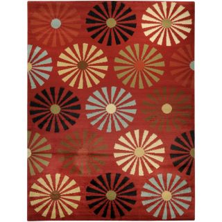 Floral Lake Red Contemporary Area Rug (53 X 611)