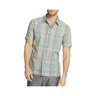 Van Heusen Short Sleeve Faux Linen Shirt, Green, Mens