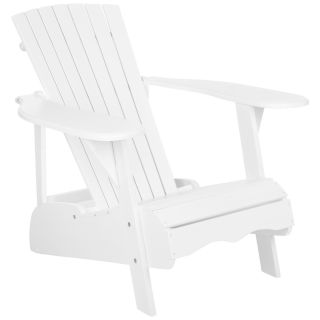 Safavieh Outdoor Living Mopani Adirondack White Acacia Wood Chair (WhiteMaterials Acacia WoodWeather resistant YesUV protection Yes Dimensions 32.3 inches high x 36.6 inches wide x 34.1 inches deepWeight 35 pounds each chairAssembly required )