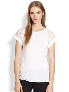 Bailey 44 Sheer Sleeved Tee   White