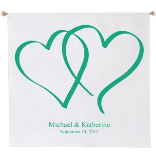 Heart Design Personalized Wedding Banner, Wedding Emerald