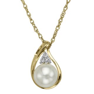 Certified Sofia 10K Gold Cultured Freshwater Pearl Pendant, Womens