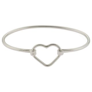 Heart Bangle Bracelet Sterling Silver, Womens